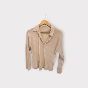Oatmeal Knit long sleeve Polo
